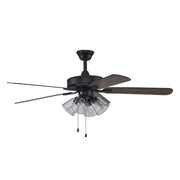 Ronan 4-Light 52" Ceiling Fan with Clear Glass in Black