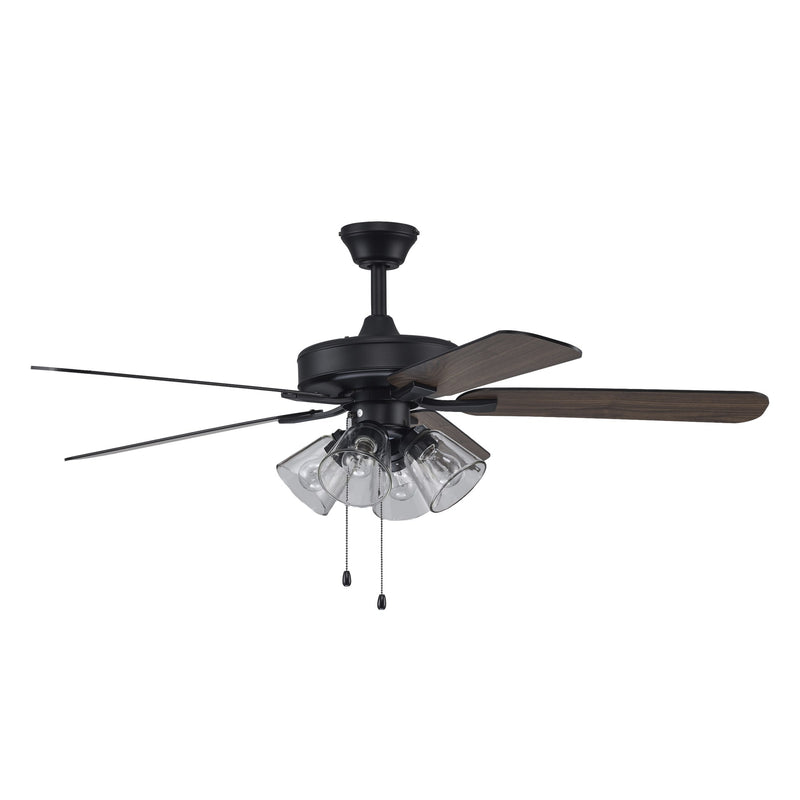 Ronan 4-Light 52" Ceiling Fan with Clear Glass in Black