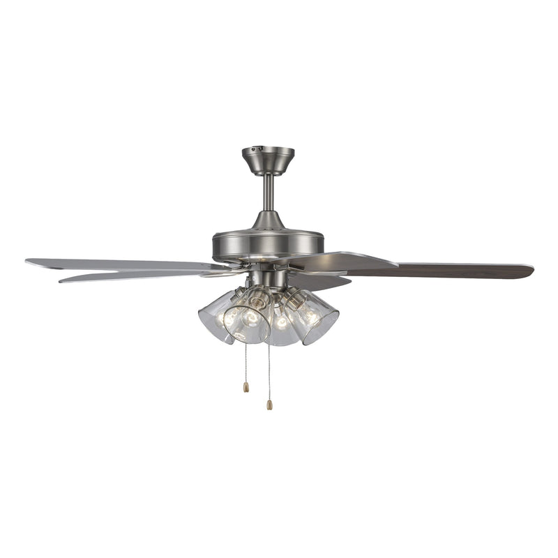 Ronan 4-Light 52" Ceiling Fan with Clear Glass in Brushed Nickel