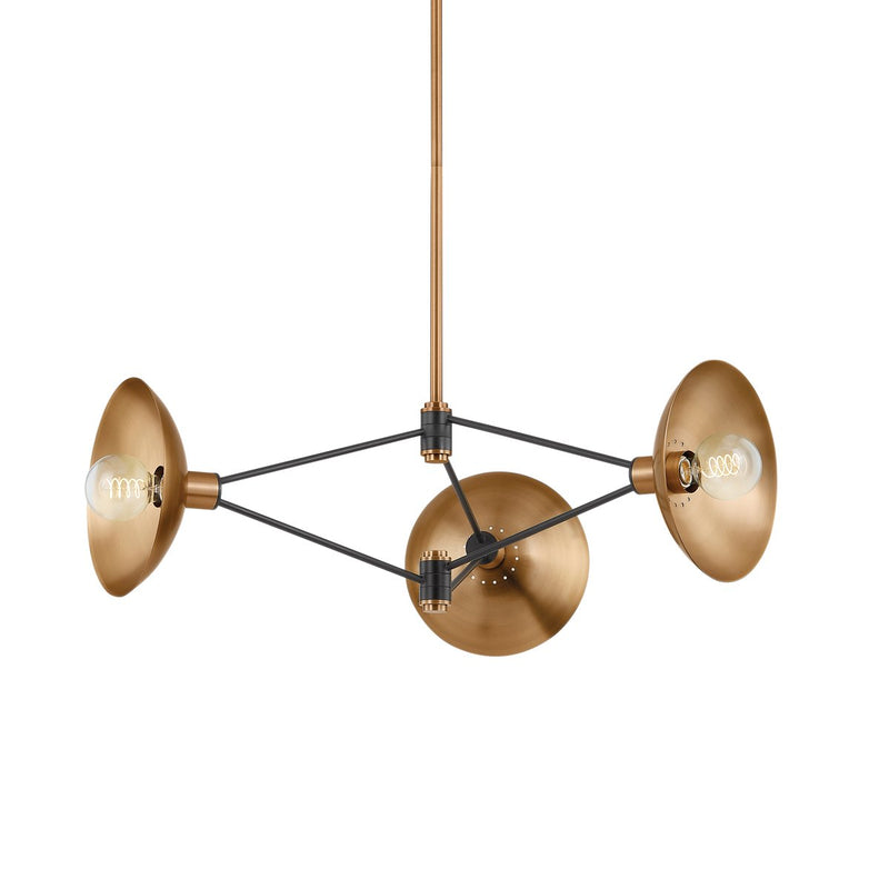 Axel 3-Light Chandelier in Patina Brass / Soft Black