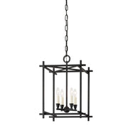 Huck 4-Light Small Lantern Pendant in Black Iron