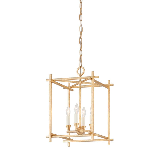 Huck 4-Light Small Lantern Pendant in Vintage Gold Leaf