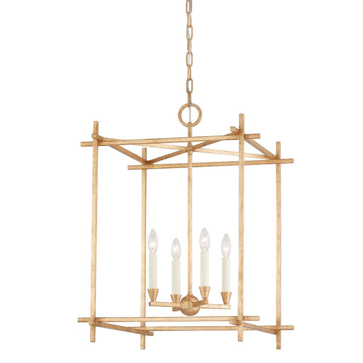 Huck 4-Light Large Lantern Pendant in Vintage Gold Leaf