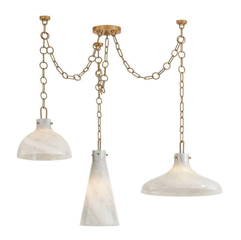 Joaquin 3-Light Pendant in Patina Brass