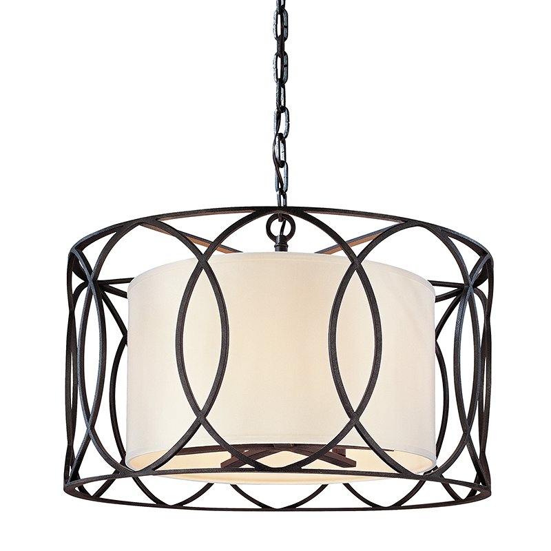 Sausalito 5-Light Drum Pendant in Textured Iron