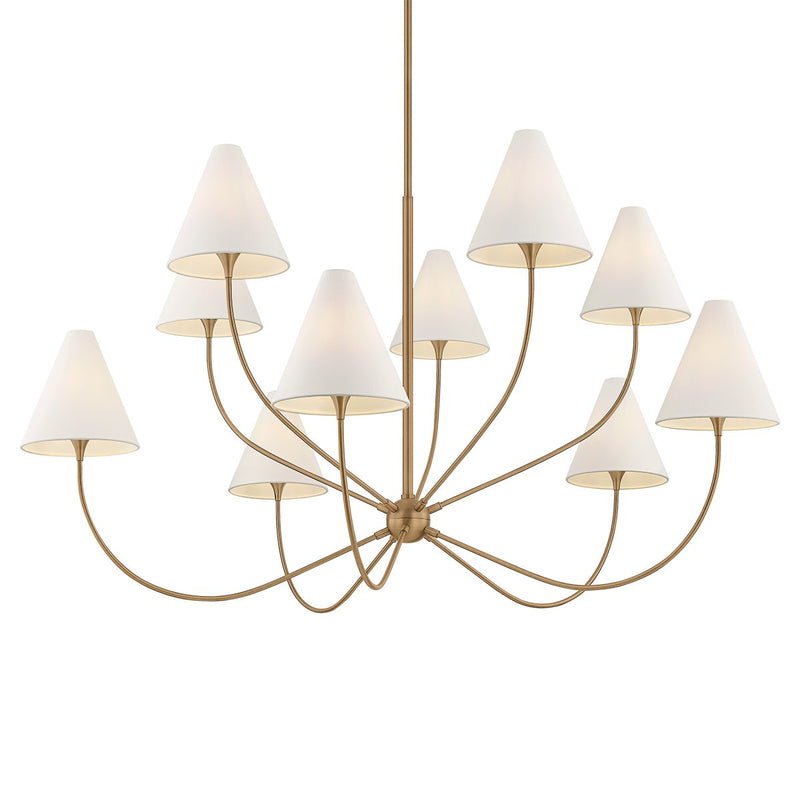 Evermore 10-Light Chandelier in Patina Brass