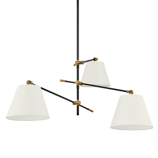 Navin 3-Light Chandelier in Patina Brass / Texture Black