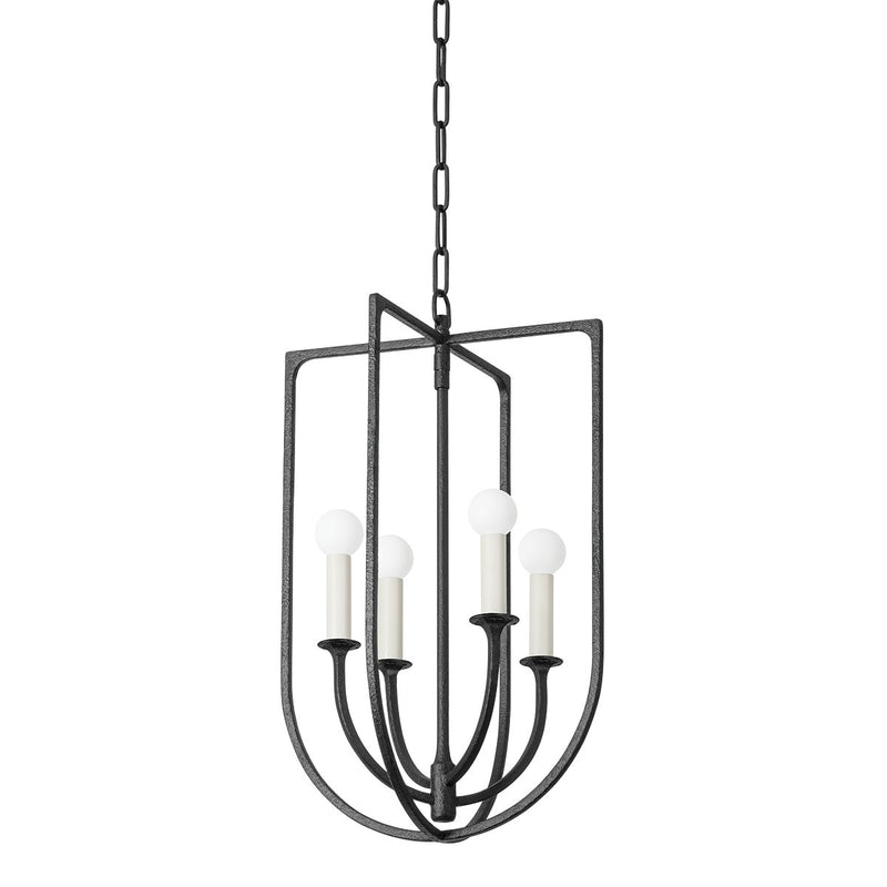 Kael 4-Light Small Chandelier in Black Iron