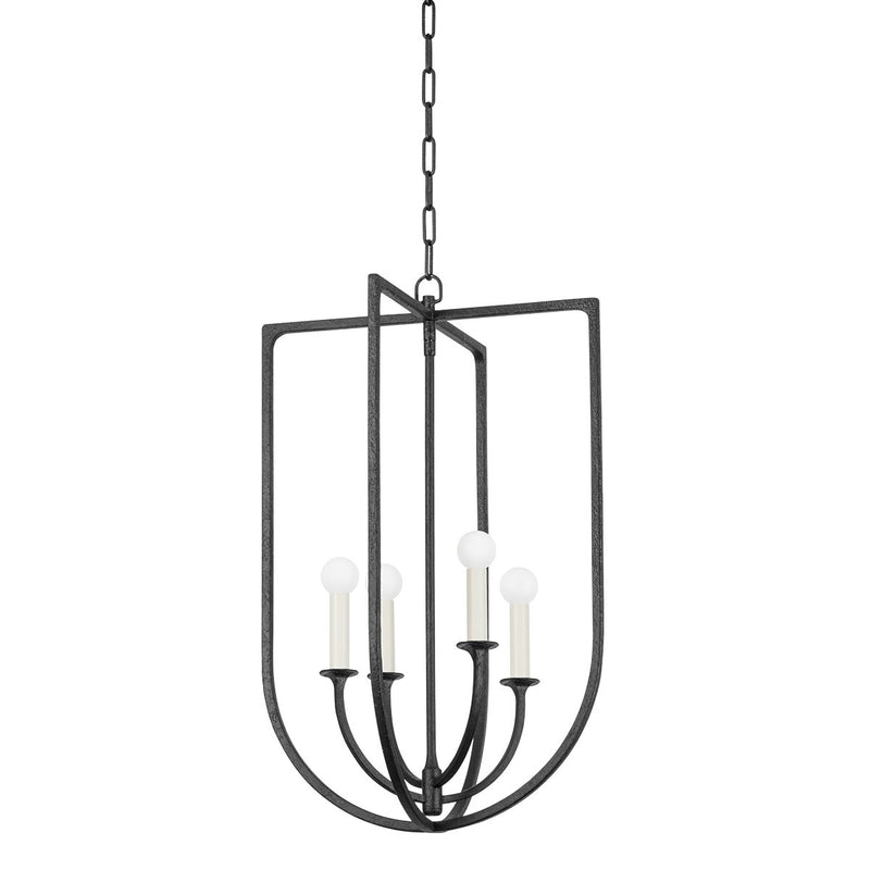 Kael 4-Light Large Chandelier in Black Iron