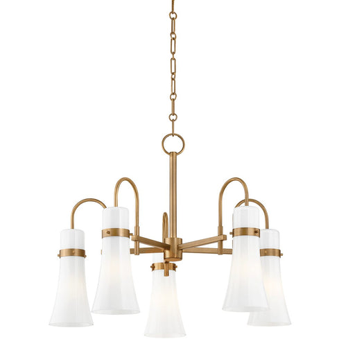 Maple 5-Light Chandelier in Patina Brass
