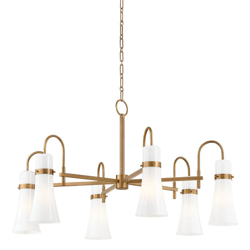 Maple 6-Light Chandelier in Patina Brass