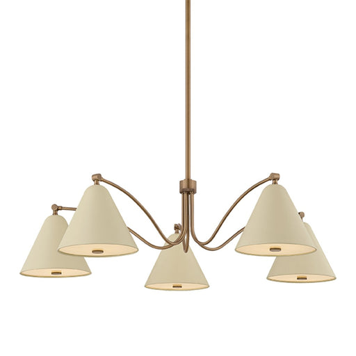 Clive 5-Light Chandelier in Patina Brass / Soft Sand