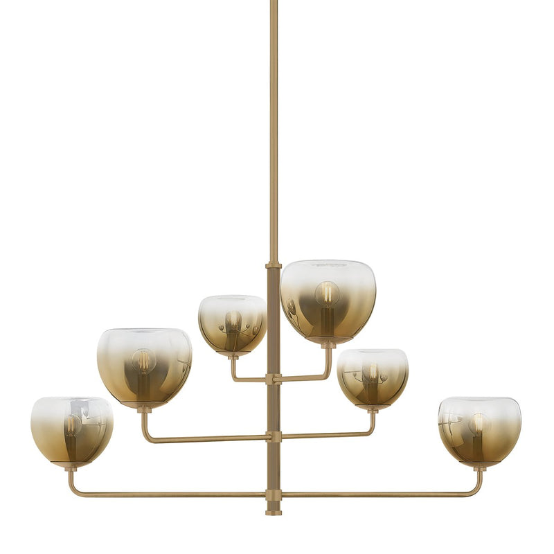 August 6-Light Chandelier in Patina Brass