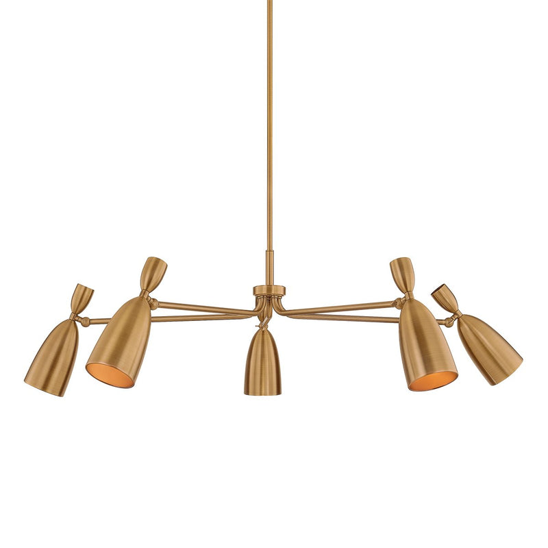 Spade 5-Light Chandelier in Patina Brass