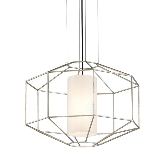 Silhouette 25.5" Cage Pendant in Silver Leaf