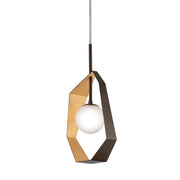 Origami 11.75" Pendant in Bronze With Gold Leaf