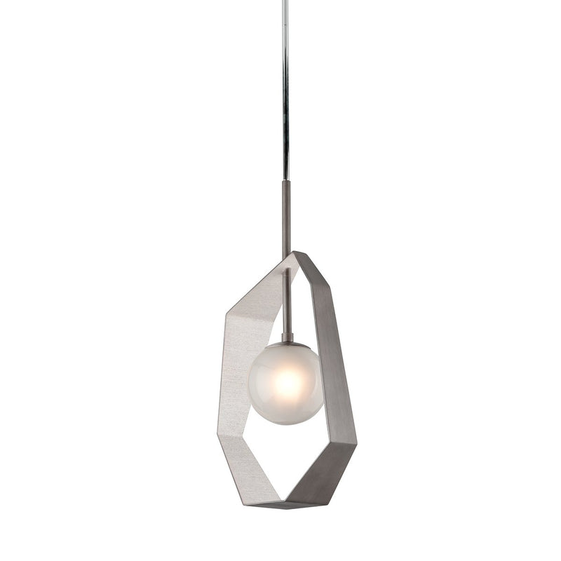 Origami 11.75" Pendant in Graphite With Silver Leaf
