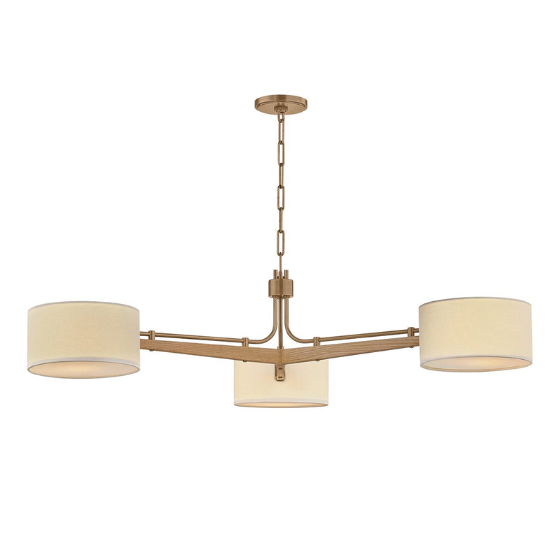 Mailo 3-Light Chandelier in Patina Brass / White Oak