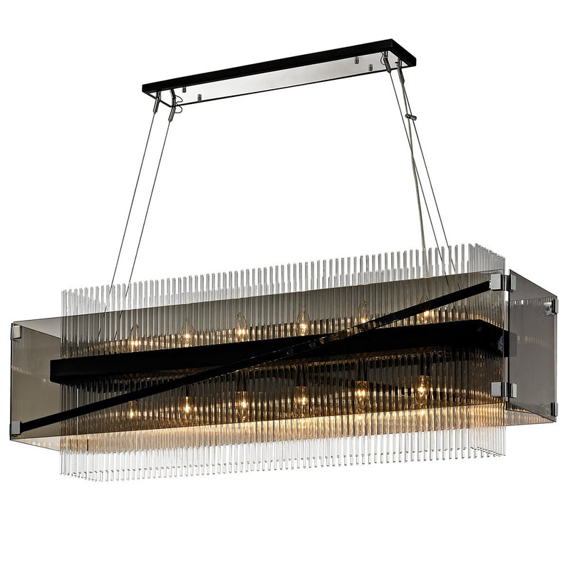 Apollo 12-Light Linear Pendant in Bronze / Polished Chrome