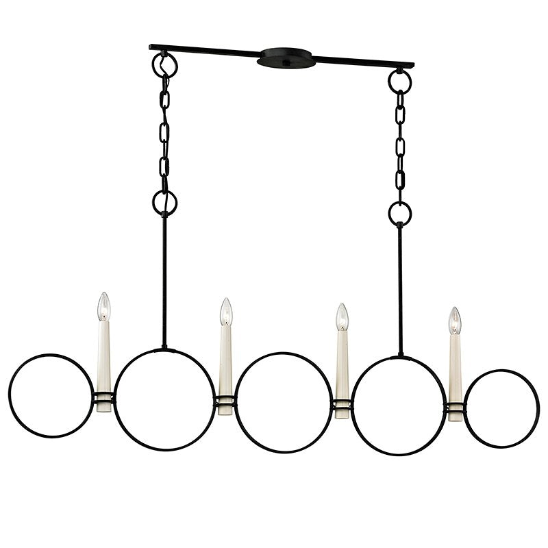 Juliette 4-Light Linear Chandelier in Country Iron