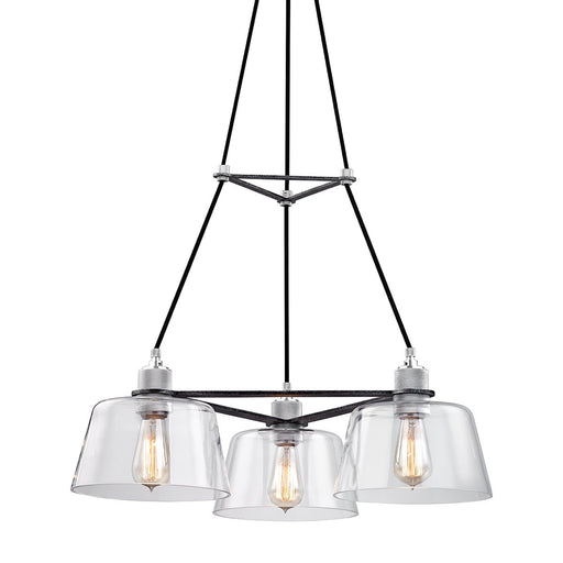 Audiophile 3-Light Chandelier in Old Silver And Polished Alumin