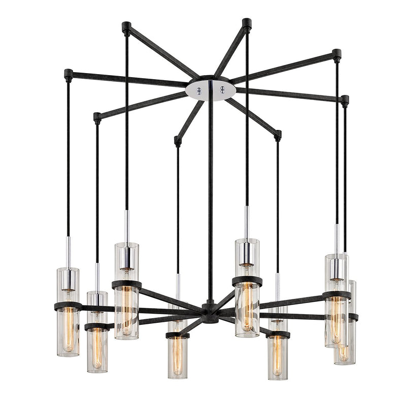 Xavier 8-Light Chandelier in Textured Iron / Polished Chrome