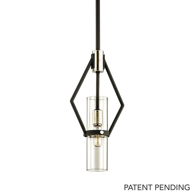 Raef 7" Mini Pendant in Texture Black / Polished Nickel