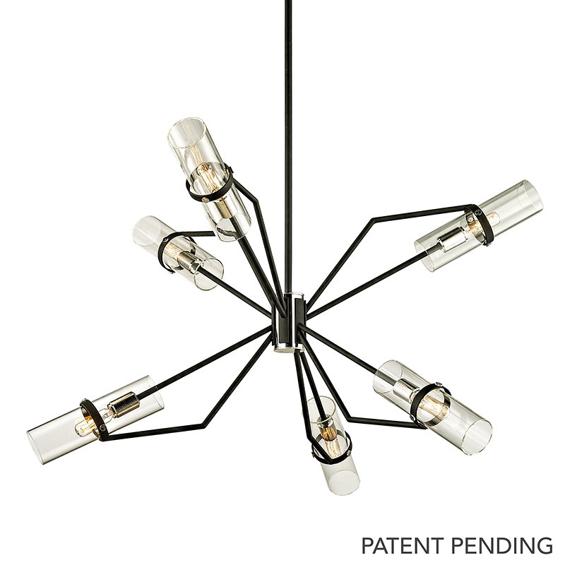 Raef 6-Light Chandelier in Texture Black / Polished Nickel