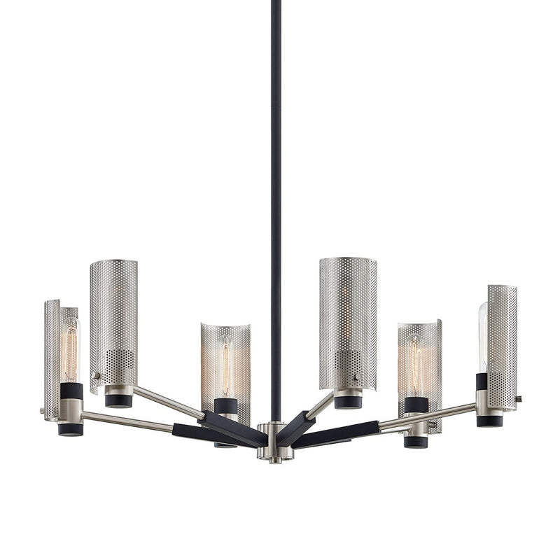Pilsen 6-Light Chandelier in Soft Off Black / Satin Nickel