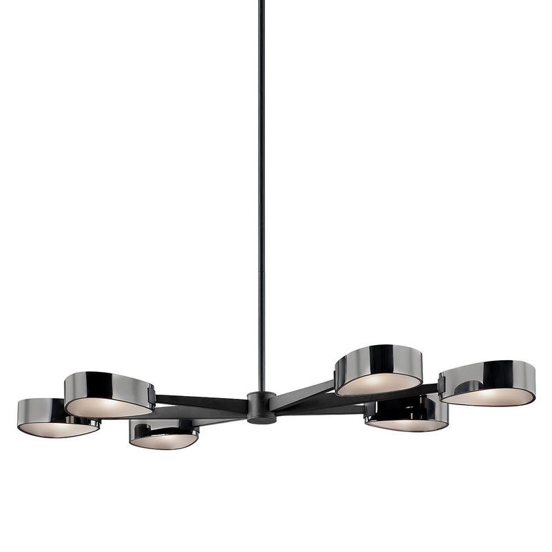 Allisio 6-Light Linear Pendant in Texture Black / Black Chrome