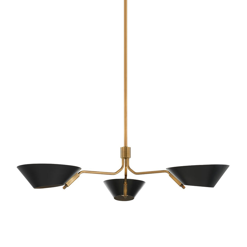 Sacramento 3-Light Chandelier in Patina Brass / Soft Black