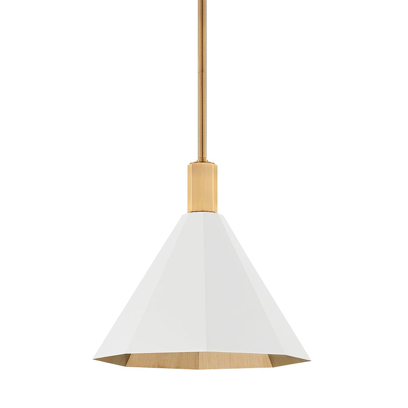 Huntley 15" Pendant in Patina Brass / Soft White