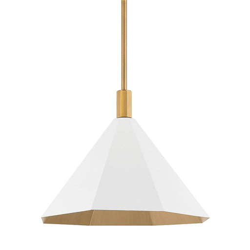 Huntley Large Pendant in Patina Brass / Soft White