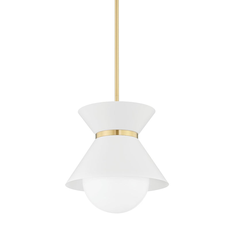 Scout Small Pendant in Soft White / Patina Brass