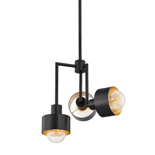 North 3-Light Pendant in Soft Off Black / Gold Leaf