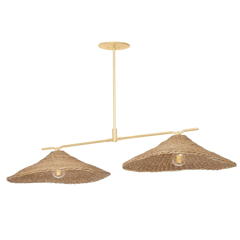 Valier 2-Light Linear Pendant in Vintage Gold Leaf