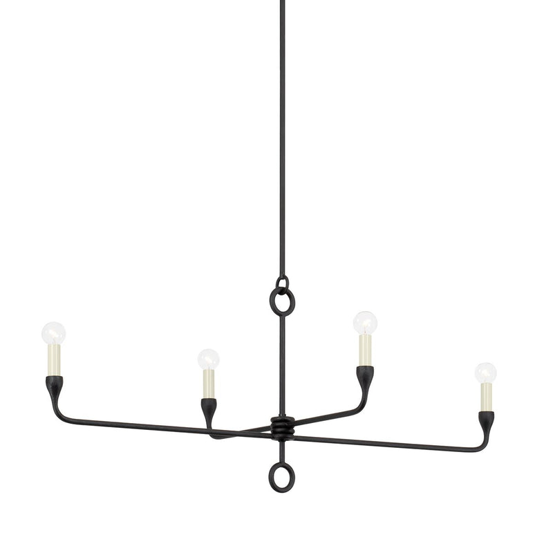 Orson 4-Light Linear Chandelier in Black Iron