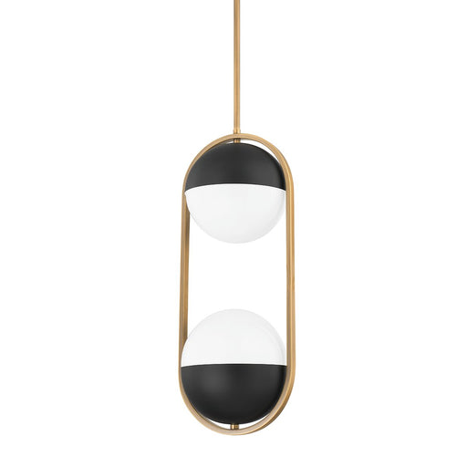 Willard 2-Light Pendant in Patina Brass / Soft Black