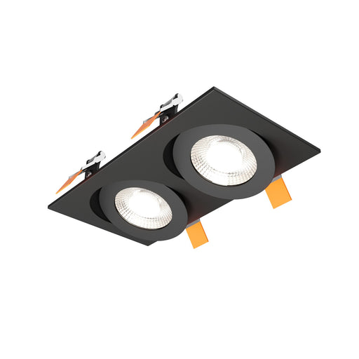 Pivot 4" Double Flat Gimbal Downlight in Black