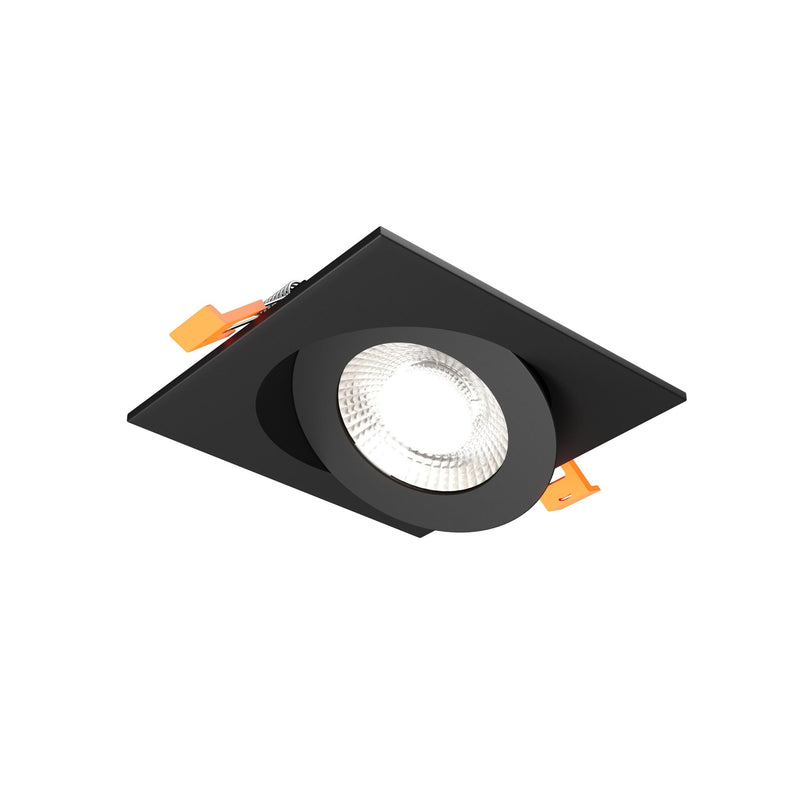 Pivot 4" Flat Square Gimbal Downlight in Black