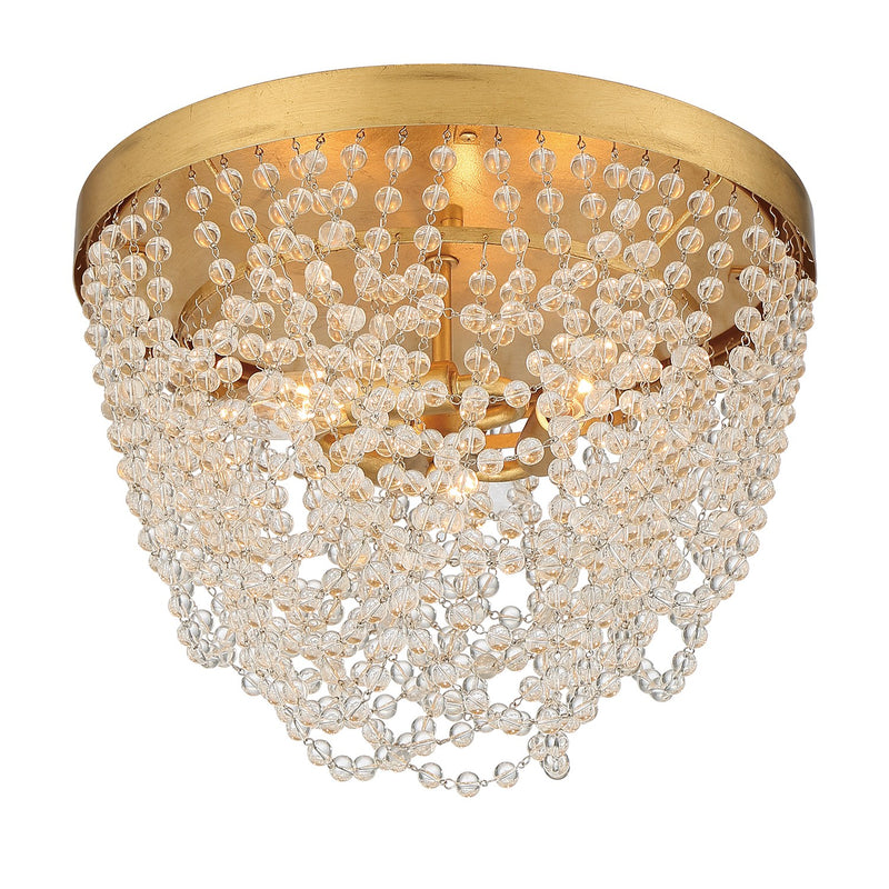 Fiona 3 Light 13.75" Flush Mount in Antique Gold