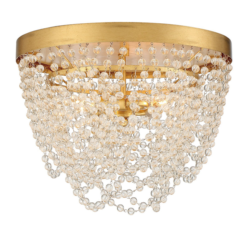 Fiona 3 Light 13.75" Flush Mount in Antique Gold