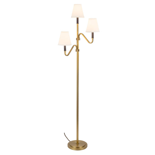 Sloan 68" 3-Light Floor Lamp in Brushed Gold/White Linen
