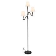 Sloan 68" 3-Light Floor Lamp in Matte Black/White Linen