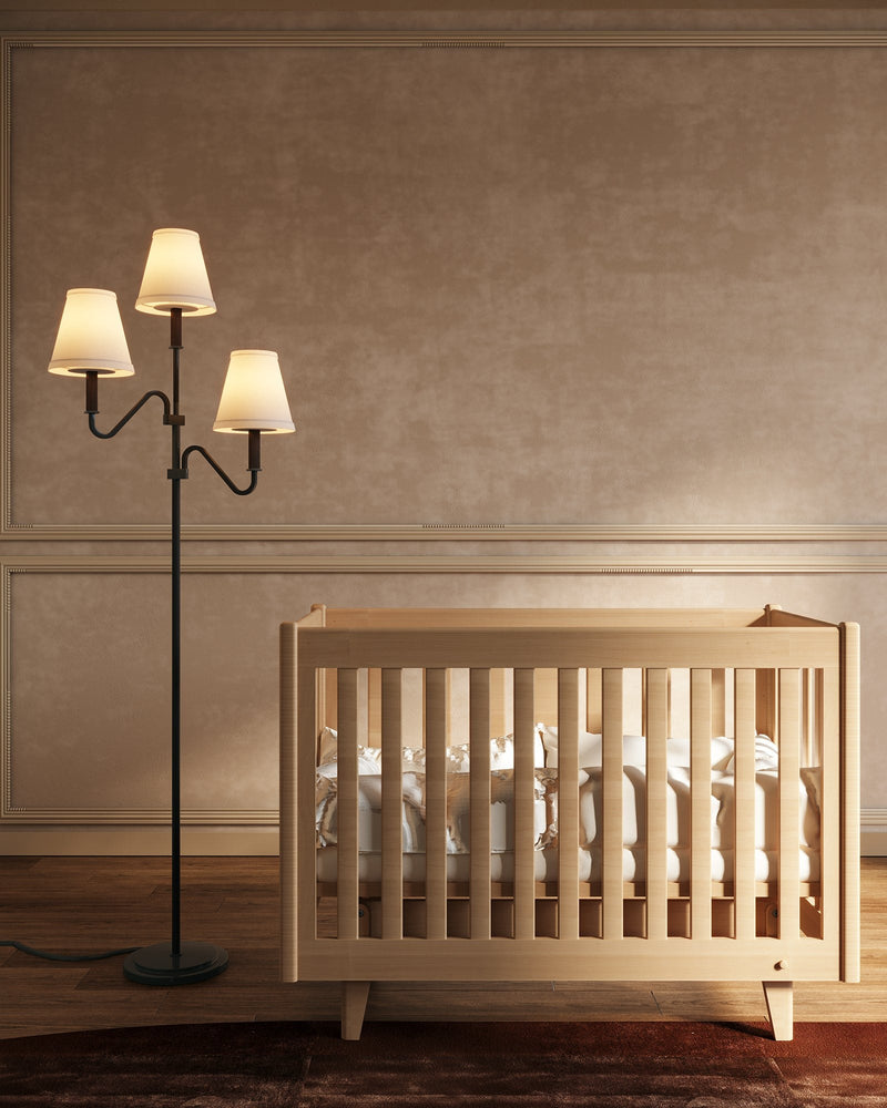 Sloan 68" 3-Light Floor Lamp in Matte Black/White Linen