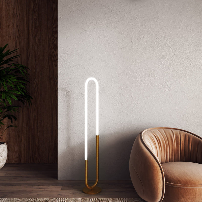Huron 52" Floor Lamp in Brushed Gold