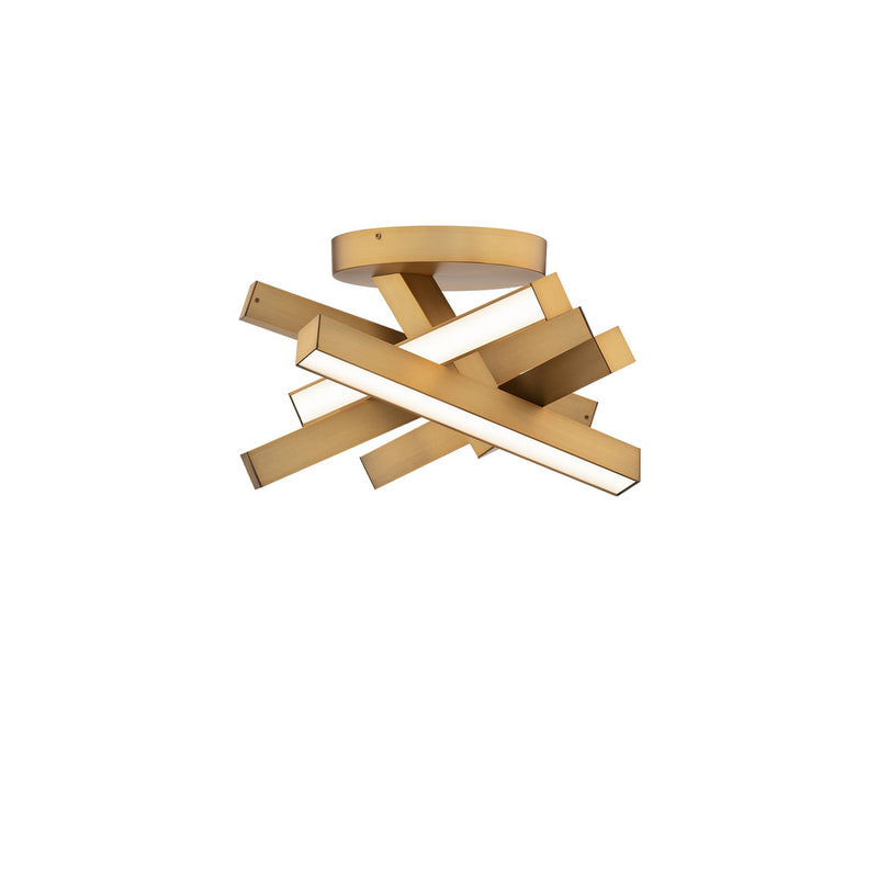 Chaos 5-Light Semi-Flush Mount in Aged Brass