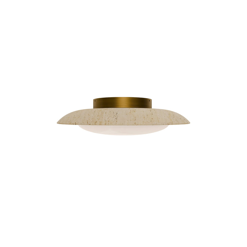 Saturno Flush Mount in Beige Travertine/aged Brass