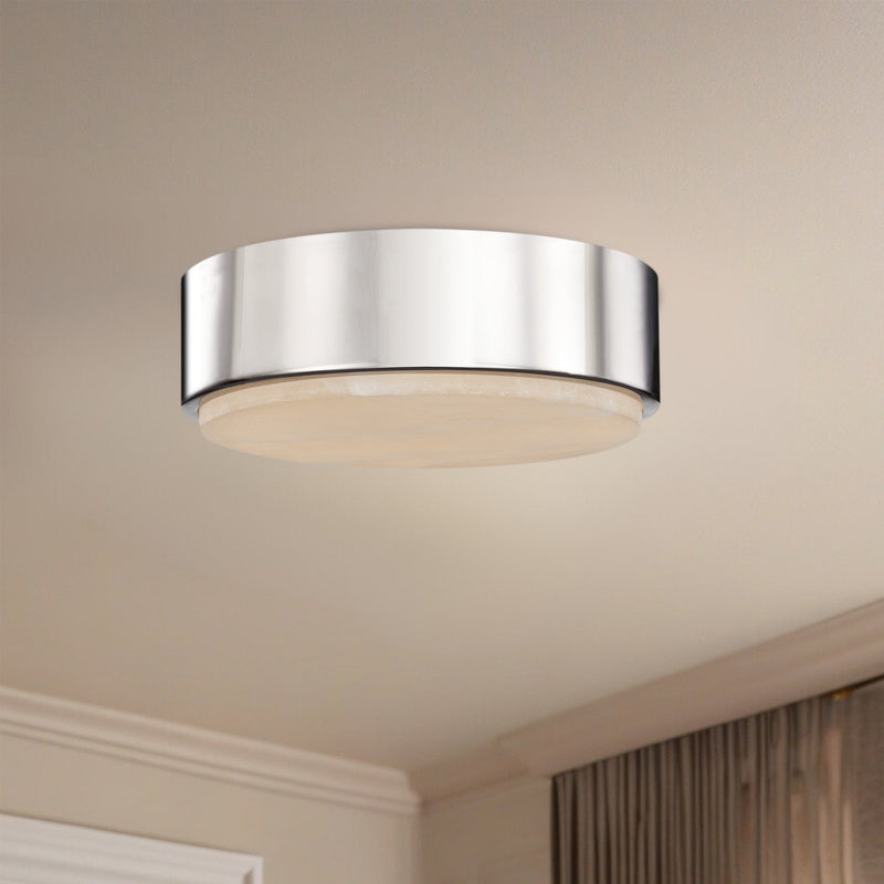 Blanco 8" LED Flush Mount in Polished Nickel/Alabaster