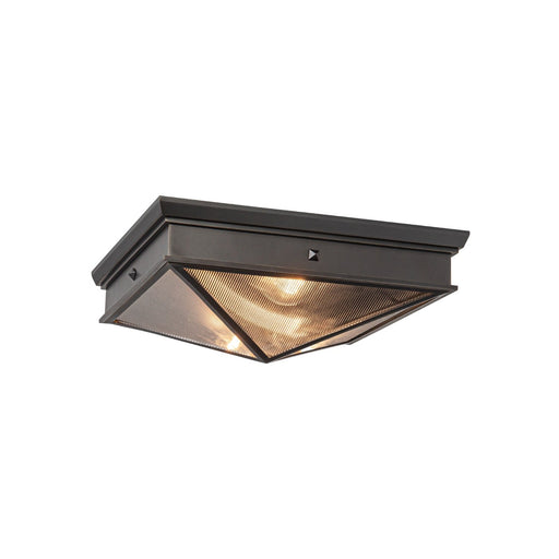 Cairo 15" 2-Light Flush Mount in Ribbed Glass/Urban Bronze